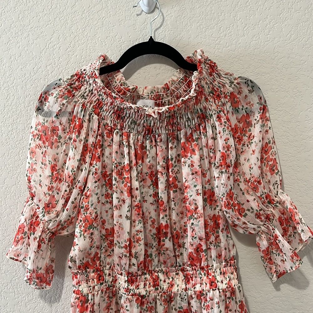 MISA Darla Poppy Print Off Shoulder Mini Dress, Size M - Picture 3 of 10